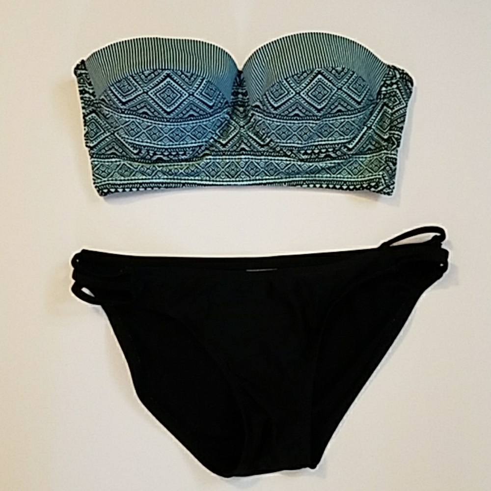 Teal and Black Aztec Bikini